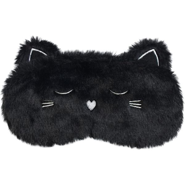 Söt Sovmask, Svart Katt Mjuk Plysch Fluffig Sovmask Rolig Cartoon Kattungar Ögonbindel Nyhet Ögonlock Skugga för Barn