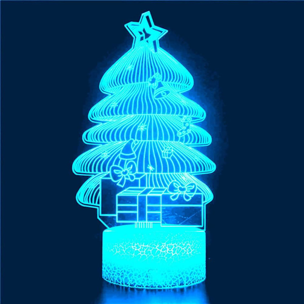 WJ 3D juletre nattlys bord skrivebord optisk illusjon lamper 16 fargeskiftende lys LED bordlampe jul hjem kjærlighet bursdag barn leketøy gave