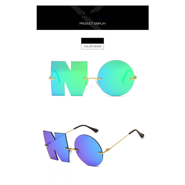 Båglösa solglasögon med oregelbunden design för män/kvinnor UV400 Streetwear-glasögon