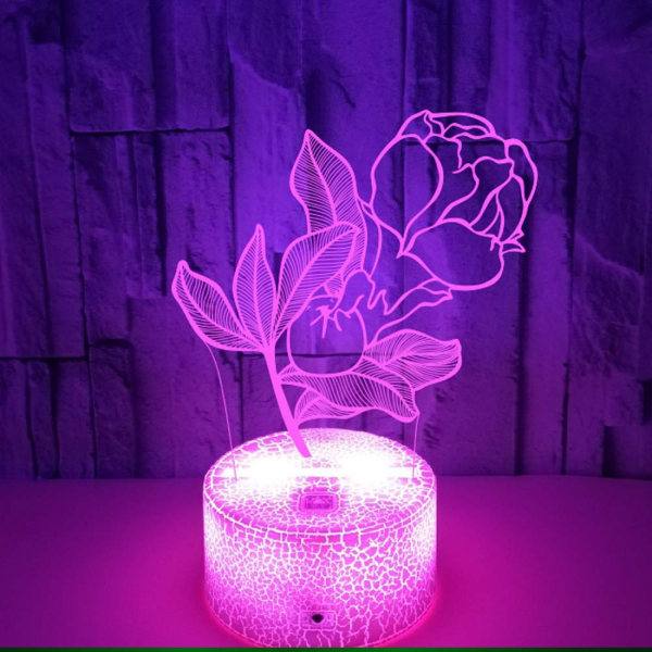 JUSTUP Blomma 3D Nattlampa Färgglad med Touch Fjärrkontroll 3D Illusion  Lampor --- Crack Seat