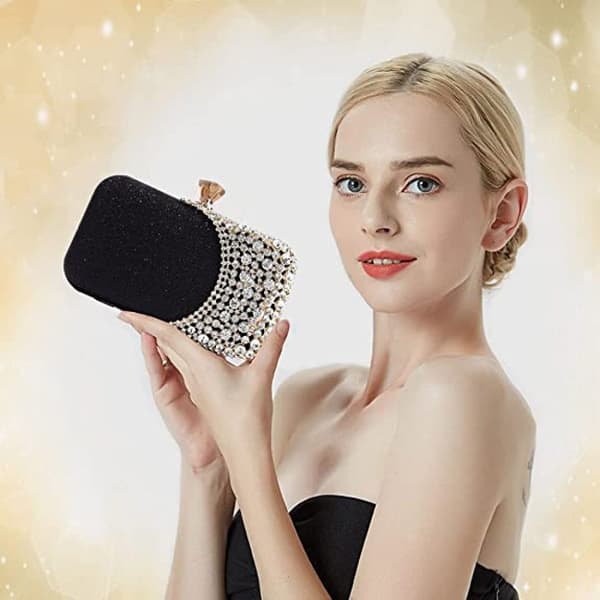 Damväskor med strass, glittrande kristallkoppling, handväska för bröllop, fest, bal