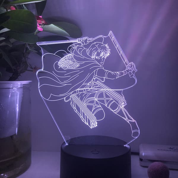 3D-lampe LED Anime nattlys Gave til soveromdekorasjon Undersøkelsesteam Kaptein Illusjonslys Sensor 16 farger--- Svart sete