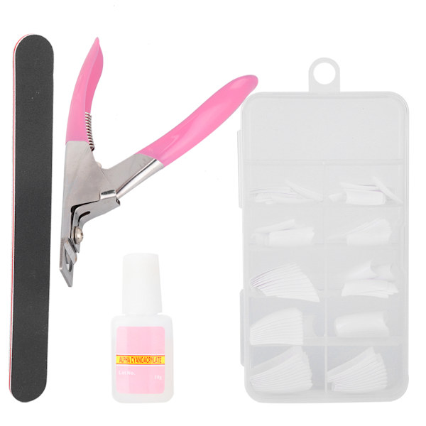 100 st/låda Konstgjorda nagelspetsar Nagelklippare Lim Nagelfil Nagelkonst Manikyrset KitTyp C