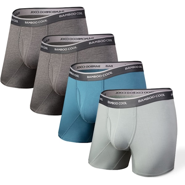Mjuka och andningsbara boxershorts för män (4 eller 7-pack) 24 Colors(6mm Clay Beads) Blue Gray White