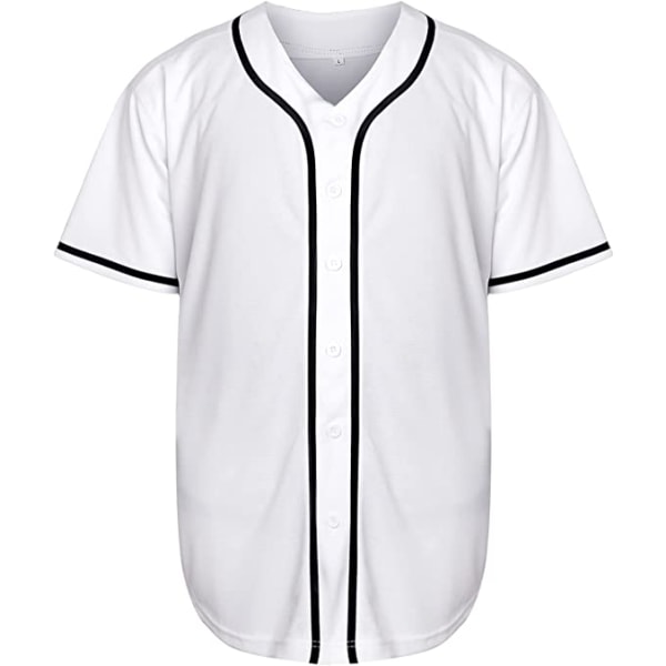 Enfärgad Hip Hop Hip Hop Baseball Uniformer Knappskjortor Sportuniformer Herr Damtröjor vit —L