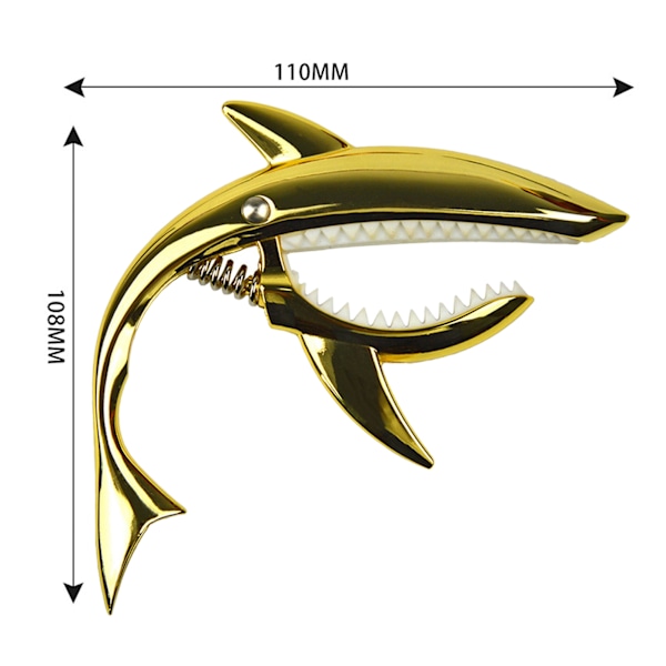 Shark Capo i zinklegering, mjuk och elastisk för akustisk gitarr, ukulele, mandolin, banjo, guld