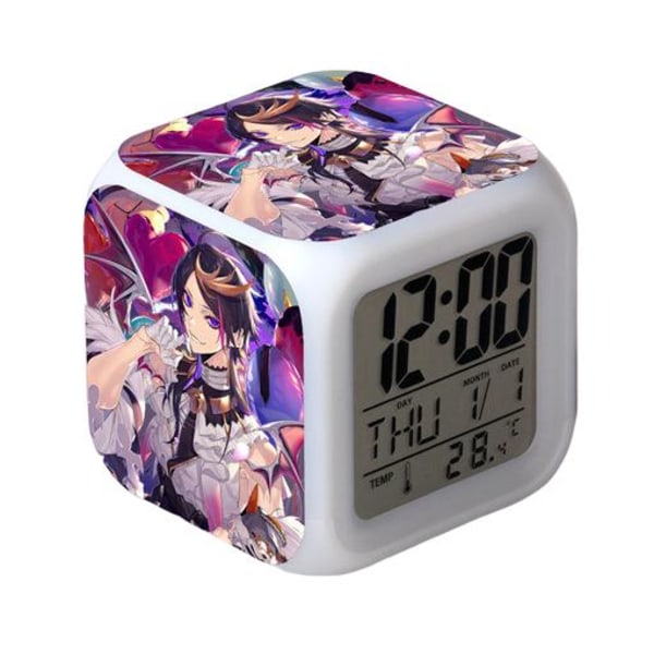 Anime Alarmur One Piece LED Kvadratisk Ur Digital Alarmur med Tid, Temperatur, Alarm, Dato