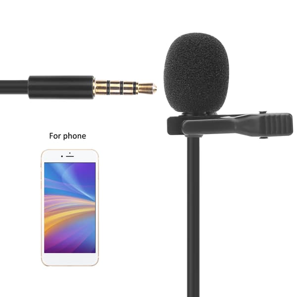 Mini bærbar reversmikrofon 1,5 meter kablet clip-on lavaliermikrofon til telefon
