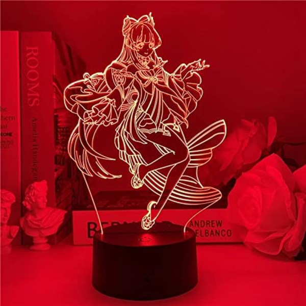 Genshin Impact Sangonomiya Kokomi -lamppu LED-yövalo 3D-illuusiolamppu Peliharrastajille lahjaksi LED-yölamput lapsille sänkyyn