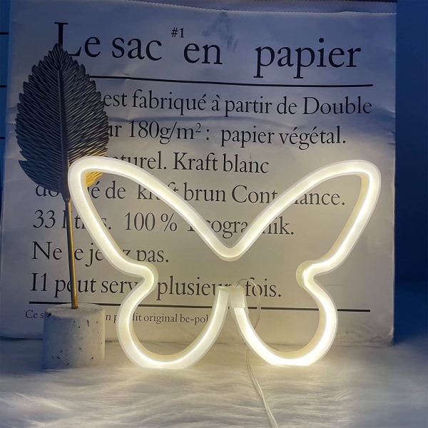 Led Butterfly Lights - Varmt hvite neon skilt - Neon skilt - Usb vegglampe
