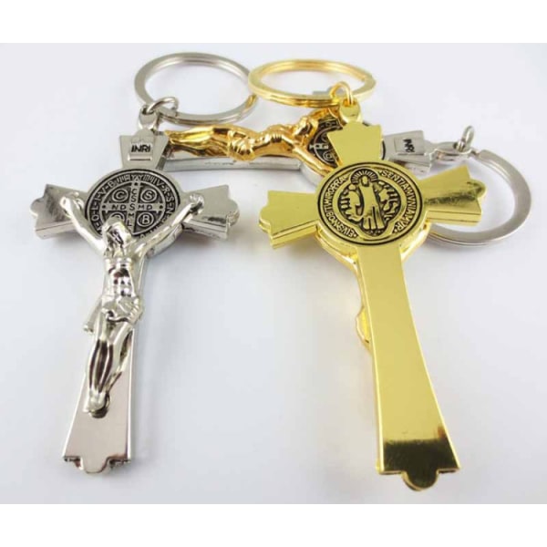 Jesus Keychains Cross Keyring Crucifix Key Hänge (färg：guld