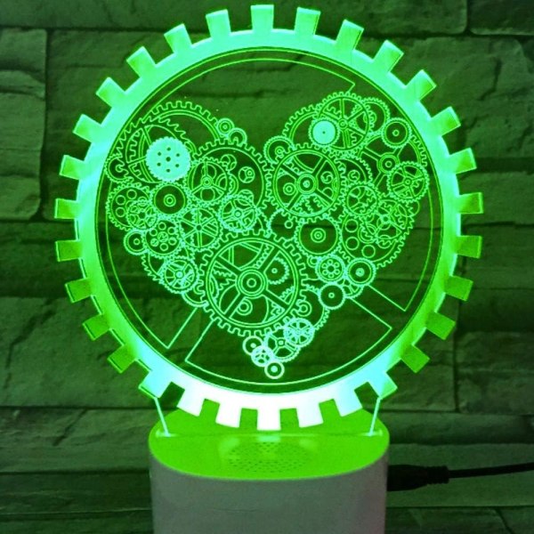 WJ 3D Kjærlighet Hjerte Nattlys Lampe Illusjon 16 Farge Endring Bord Pult Dekorasjon Lamper Gave med Akryl Flat ABS Base USB Kabel Leke