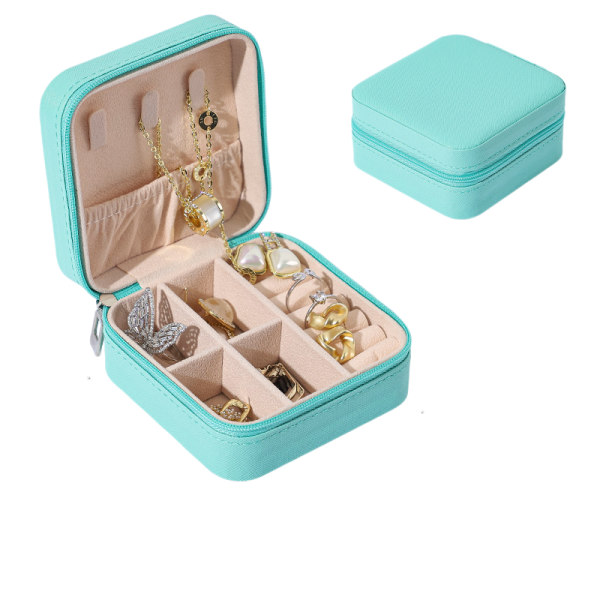 Smyckeskrin Organizer Resväska Mini Smyckesförvaring Etui för Ringar Örhängen Halsband Armband Smyckeslådor Present till Flickor Kvinnor (Grön)