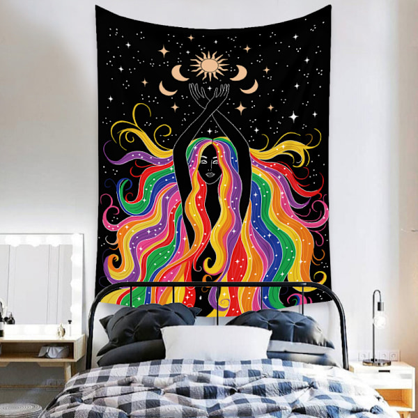 Wekity Boho-tyylinen seinävaate, esteettinen taide, kodin taustakangas, sisustuslahja, seinävaate olohuoneeseen ja makuuhuoneeseen (519-1, 51 x 59 tuumaa)