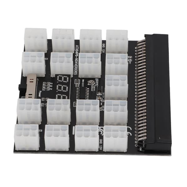 Strømbryterkort strømforsyning serveradapter 17 porter 6-pin LED spenningsdisplay tilbehør