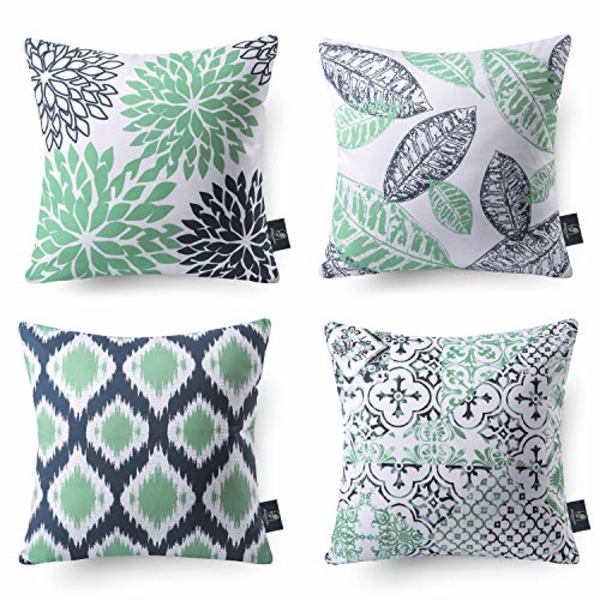 Sett med 4 dekorative New Living Series Cyan Blue pynteputer i 18 x 18 tommer 45 x 45 cm