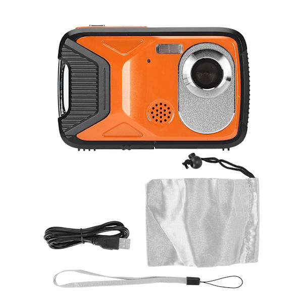 Undervattenskamera 2,8 tum TFT HD-skärm 21MP 1080P Ansiktsdetektering Panoramasvängning Skakfri 16,4 fot Vattentät Digitalkamera Orange