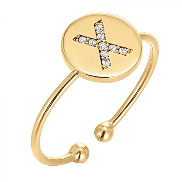 Gold Plated Initial Ring Stackable Rings for Women  Fashion Rings-----X