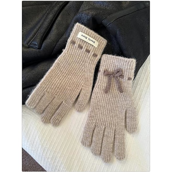 Vinterhandskar för Kvinnor Söta Ribbade Stickade Varma Handskar Preppy Vantar Y2k Trendiga Handvärmare Termiska för Utgång