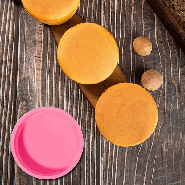 Silikon Mini Runde Kageforme, 4 Tommer, Pink, Sæt af 6 Pink