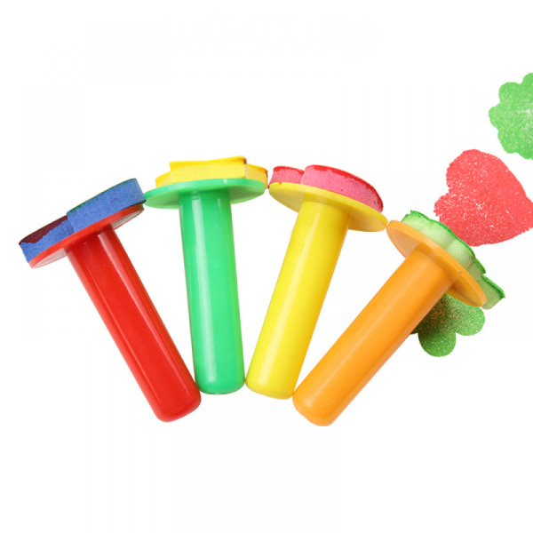 4 st plasthandtagsstämpel för tidig utbildning leksaker för barn, DIY-graffitimålningsverktyg för barn