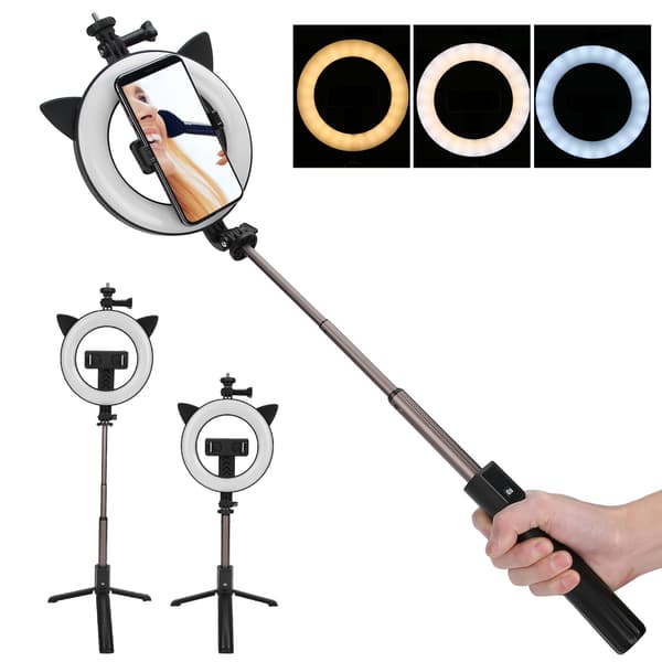 LED-fylllys Bluetooth Live Streaming Selfie Ring Light Bærbar Sminke Dimbar Lys