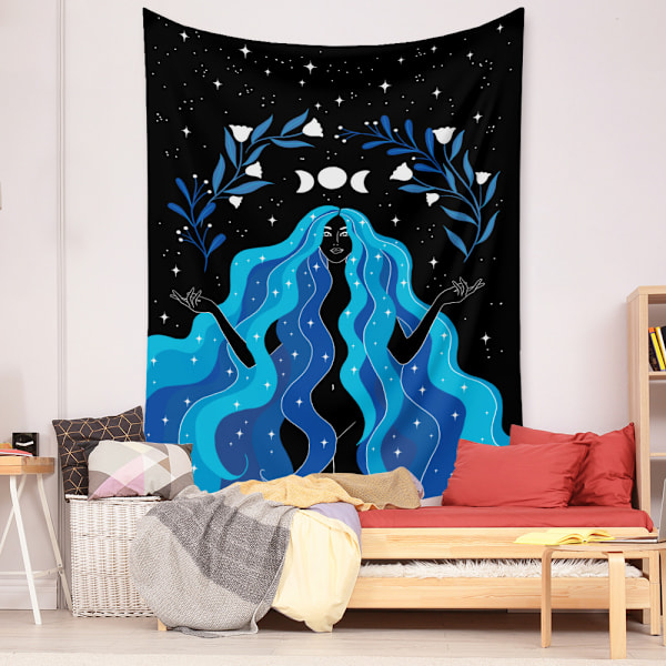 Wekity Boho-tyylinen seinävaate, esteettinen taide, kodin taustakangas, sisustuslahja, seinävaate olohuoneeseen ja makuuhuoneeseen (520-2, 59 x 79 tuumaa)