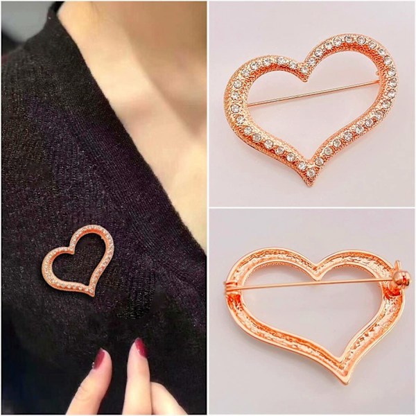 Brosch Pins Hjärta Söt Kavajslag Hijab för Kvinnor Mode Broscher Smycken-----Rose Guld