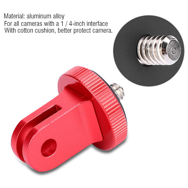 1/4 Mini Stativfäste Adapter Video Action Kamera Tillbehör Aluminiumlegering (Röd)