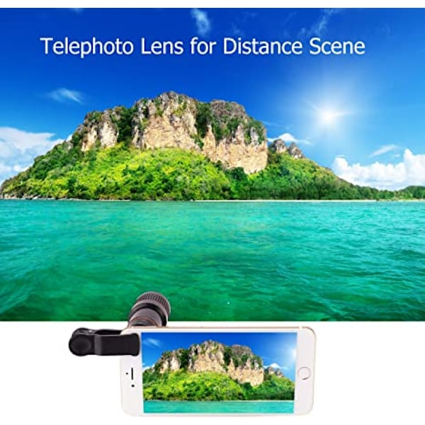 Mobiltelefonkameraobjektiv, 8X Teleobjektiv Universell Clip On hd-objektiv Kompatibel med iPhone 12/11 Pro Max X XS Max XR/8/7/6/6s