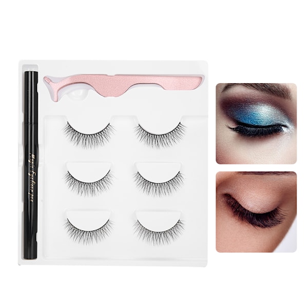 Itseliimautuva Eyeliner - Vesipohjainen Eyeliner - Tekokarvat - Pinsetit - Meikkityökalusarja (E57 Musta Laatikko)