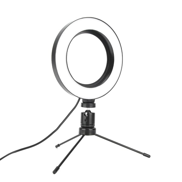 6 tommer 3-tilstande dæmpbar USB LED Video Ring Light Makeup Live Belysningssæt med Bordstativ