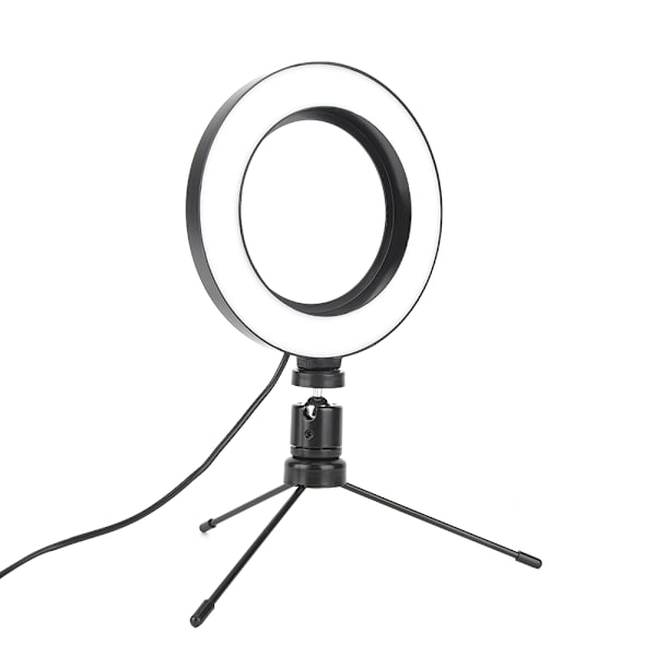 6 tum 3-läges dimbar USB LED-videoringljus smink live-belysningskit med skrivbordsstativ