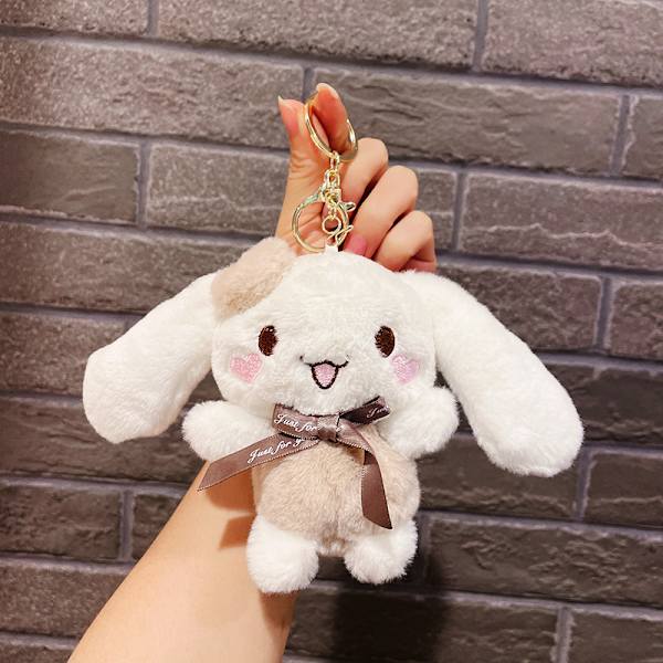 Söt liten docka, parväska hänge, plyschleksak docka nyckelring, docka hänge Plush Mocha Jade Gui Dog - White