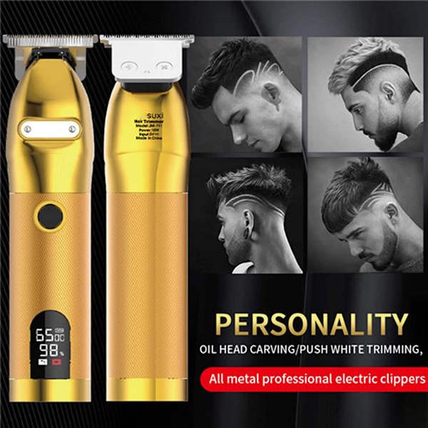 Klassisk guld skelett sladdlös trimmer LCD-strömdisplay hårklippare för män USB-laddningsbar elektrisk hårklippare