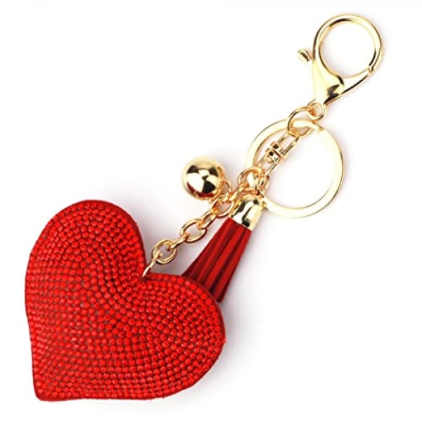 Lovely Peach Heart Diamond Keychain For Women Bag Pendant Keyring Valentine's  Day Birthday Gifts---Red