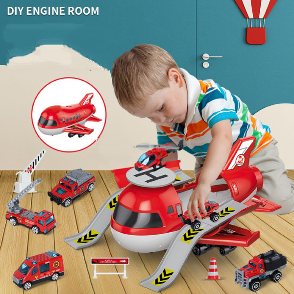 Engineering Series Leksaksbil med inbyggd orbital inertial flygplansförvaring - Rolig och kreativ leksak för barn (polisserien)
