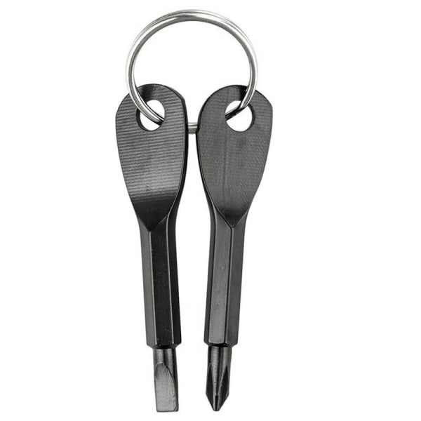 Bärbar skruvmejselnyckelring, mutterdragare sexkantsnyckel Flathead och Phillips Key skruvmejsel set (svart)