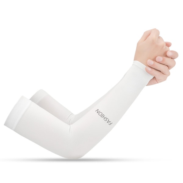 Sun Protection Arm Sleeves Sun Sleeves Men's Women's Junior Football, Golf, Volleyball 2 Pairs 【Fingerless】White