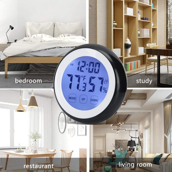 Elektroninen kello, monitoiminen kestävä kello musta, yleisesti käytetty lastenhuoneessa ja toimistossa