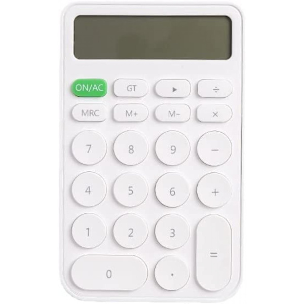 Vakiolaskin 12 numeroa, suuri LCD-näyttö ja pyöreät painikkeet, värikäs ja kannettava laskukone toimistoon, kotiin ja kouluun (valkoinen