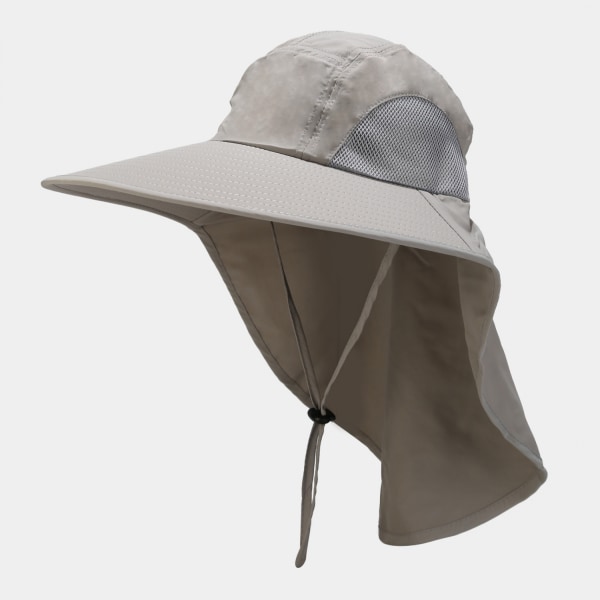 AVEKI Fishing Hat with Neck Flap, Sun Protection Hiking Hat for Men Women Safari Cap, Sun Hat Gardening Beach, Gray