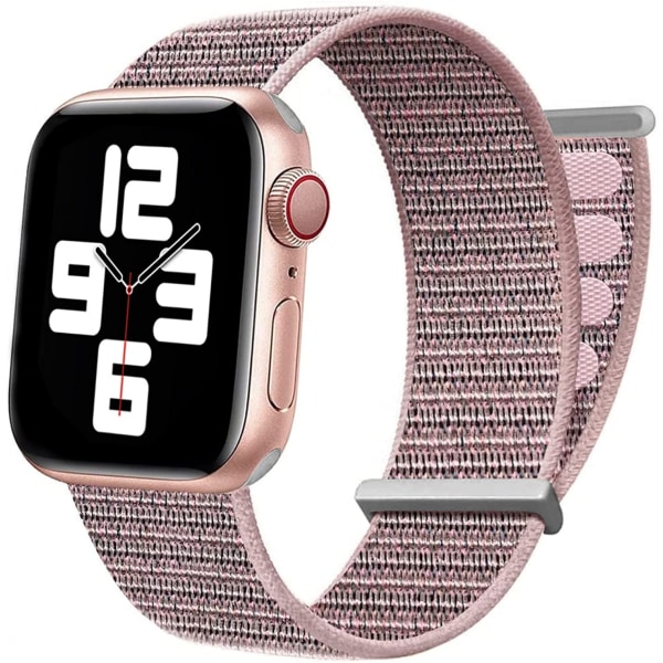 Nylon kompatibelt med Apple Watch 7 band 38mm 40mm 42mm Ersättning för iWatch Series SE / 6/5/4/3/2/1, rosa sand