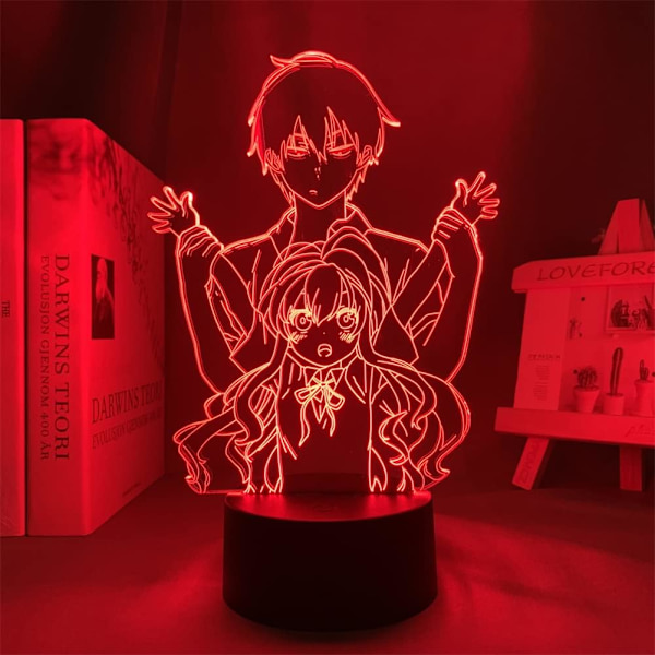 7/16 farger dimbar berøringsfjernkontroll Anime 3D illusjonslampe Manga Toradora Taiga Aisaka nattlys soveromdekorasjon LED-skrivebordslampe julegaver til barn