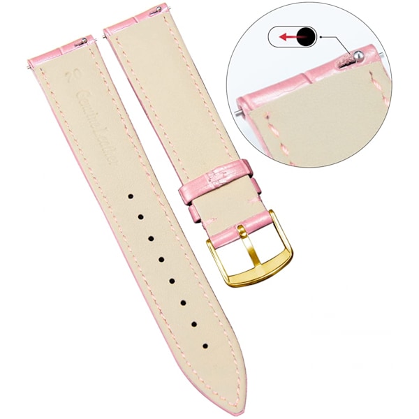 AVEKI Watch i äkta läder Flerfärgat vattentätt för män kvinnor, G-Pink (20 mm)