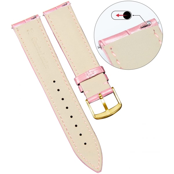 AVEKI Watch i äkta läder Flerfärgat vattentätt för män kvinnor, G-Rosa (22 mm)