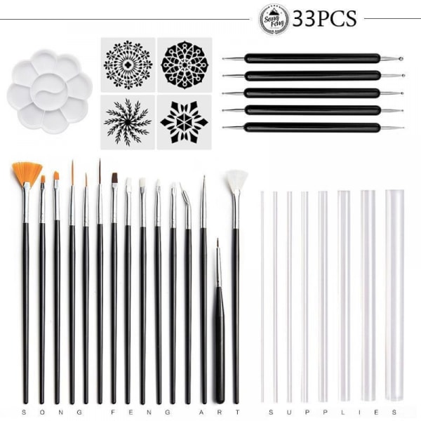 33pcs Mandala Dotting Tools Set for Painting Rocks,Painting Rocks Dot Kit,Mandala Stencils,Acrylic Stick,Point Drill Tool,Plus Stencil(style 2)