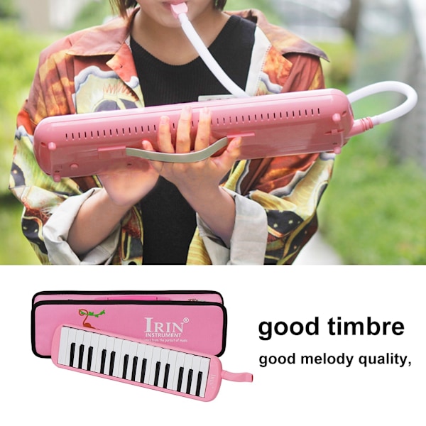 IRIN 32 Piano Tangenter Melodica Musikinstrument för Nybörjare med Väska (Rosa)