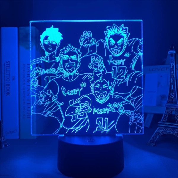 WJ Anime 3D-lamppu Kotaro Bokuto ja Kuroo Tetsurou -tiimi Cool Led Illuusio Yövalo RGB 16 Väriä Lastenhuoneen Sisustus Anime-valo Kaukosäätimellä Volleyboll Junior