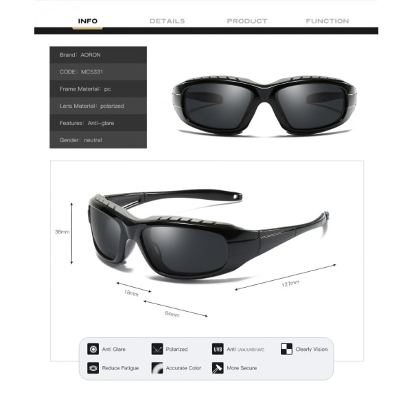 Polariserade sportsolglasögon för män: UV-skyddande solglasögon för bilkörning Fiske Baseball Cykling Golf Motorcykel